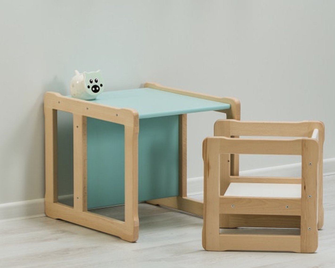 Table et chaise Montessori enfant effet bois naturel JANE