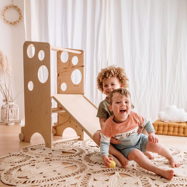 Miroir Montessori avec barre d'appui - Pour bébé / jeune enfant en bois  massif