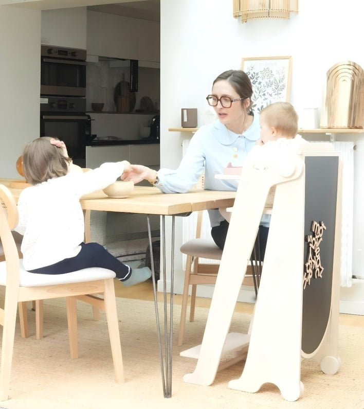 Montessori Klappbarer Aussichtsturm mit Rutsche Schiefer - Monti Family