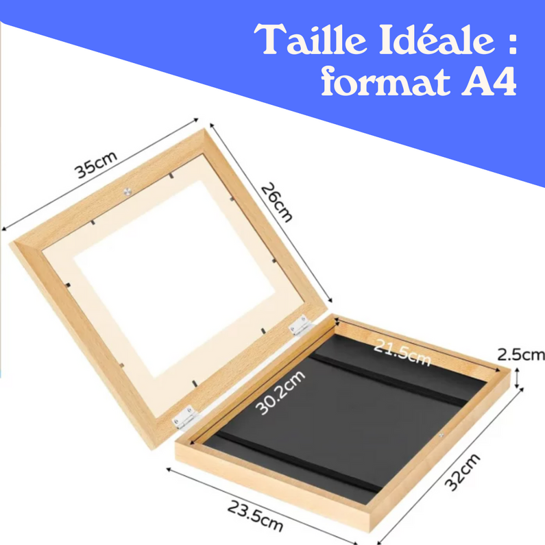 Frame for children's drawings - Store and display +100 drawings - A4 size