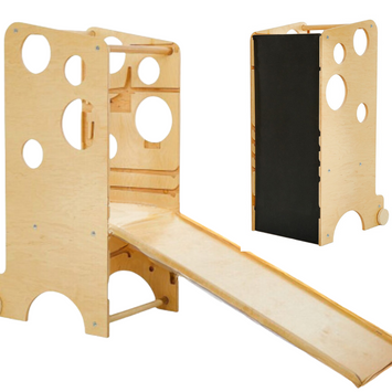 Montessori Multi-Usage Observation Tower with Slate Slide