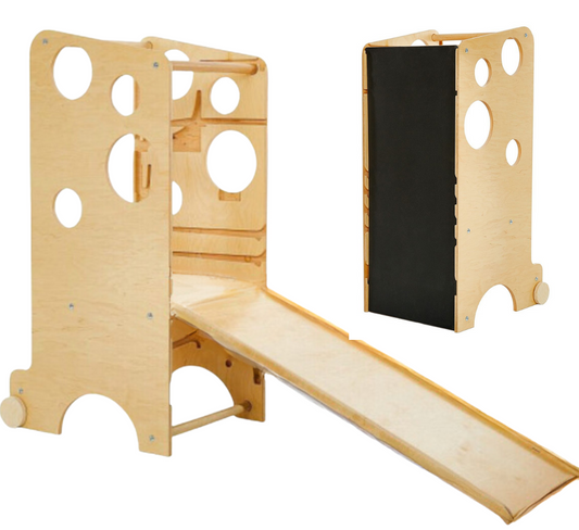 Montessori Multi-Usage Observation Tower with Slate Slide