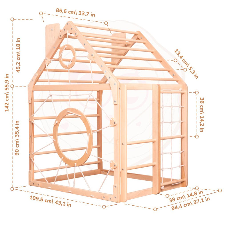 Climbing house with handrail and accessories - Monti Family