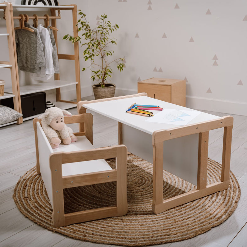 Gran mesa multiusos y silla Montessori - Monti Family