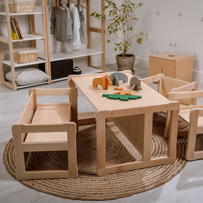 Gran mesa multiusos y silla Montessori - Monti Family