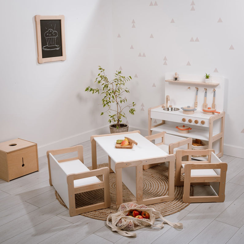 Gran mesa multiusos y silla Montessori - Monti Family